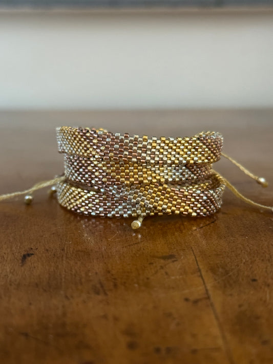 Ardeco Armband aus Miyuki-Perlen Roségold/Gold/Silber