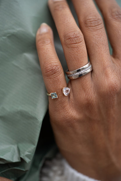 Candy Twin Ring – Offener Ring aus 18 Karat Gelbgold mit Saphir & Aquamarin
